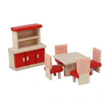 Vermelho sala de jantar fingem brincar brinquedo de madeira mini brinquedos de mobiliário YT1111